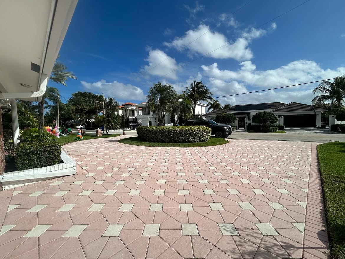 clean parking driveway after pressure washing service