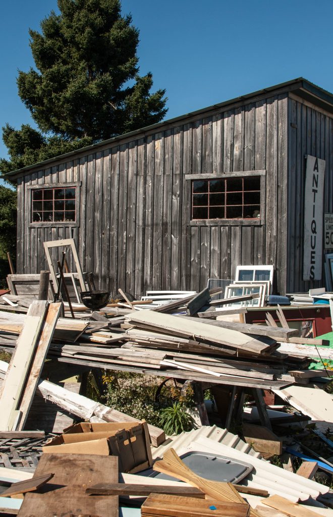 wood and furniture outside building
